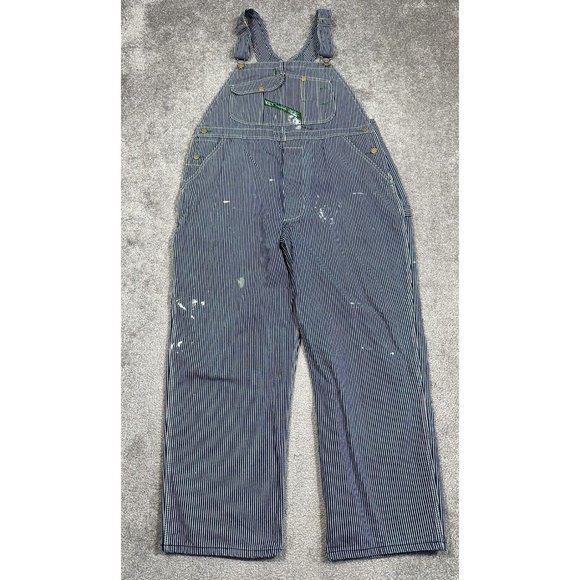Key Imperial Bib Overalls Mens 40x30 Hickory Pinstripe Railroad Trucker Farm - Picture 1 of 14